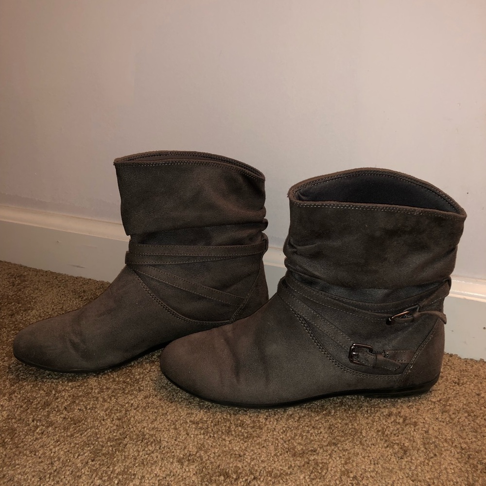 Gray ankle boots